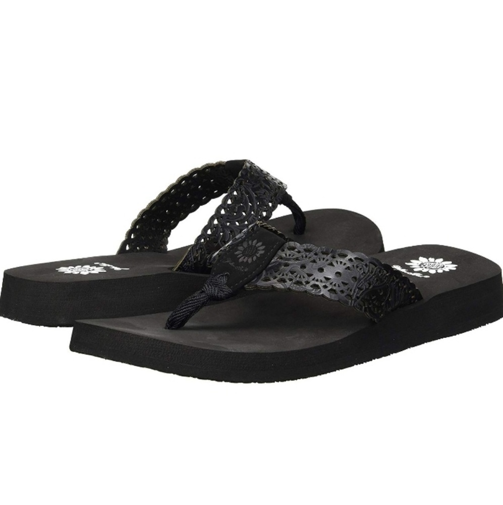 YELLOW BOX WALLY BLACK FLIP FLOPS SANDALS MEDIUM WIDTH NEW IN BOX - Picture 6 of 7